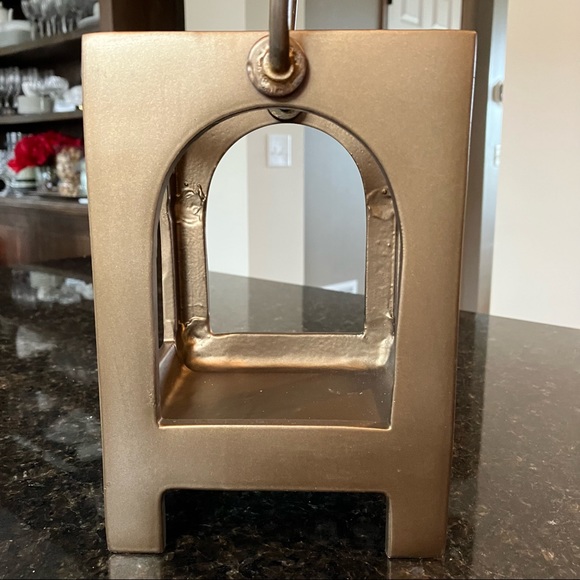 New Pottery Barn Danika Handcrafted Brass Lantern, Muted Gold Candle Holder, NWT - Picture 4 of 16